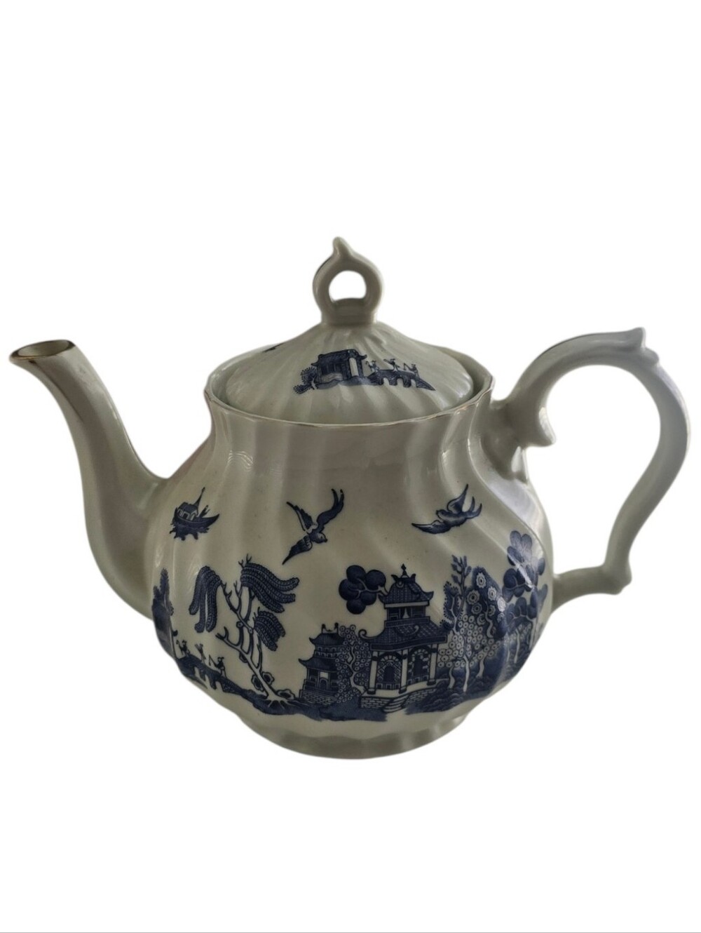 Vintage Japan Blue Willow Style Porcelain Teapot Cottagecore Chinoiserie Decor - Picture 6 of 10